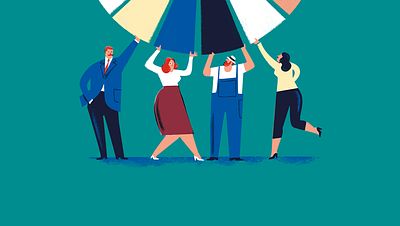 Illustration of people holding up pieces of a circle together_Power of Collaboration_Invest for Good_Invest for Good_Alexandra Court_Small Crop