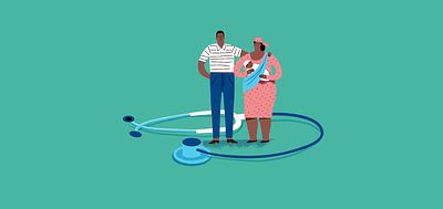 Illustration of a family surrounded by a stethescope_Melissa Menke Access Afya_Invest for Good_Alexandra Court_Large Crop