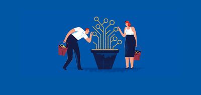 Illustration of a picking fruit from a technology tree_Wes Panek_Invest for Good_Alexandra Court_The Politics of Good Investment_Large Crop