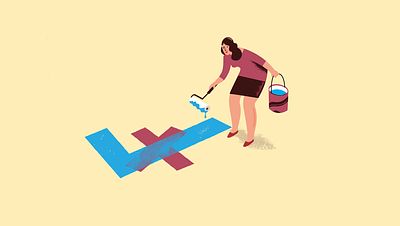 Illustration of a woman drawing a tick over a cross_Suzanne Biegel_The Financial Feminist_Invest for Good_Alexandra Court_Small Crop