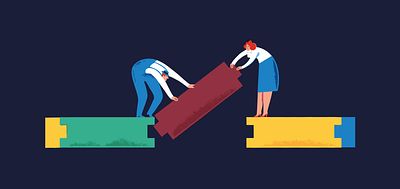 Illustration of a two people working together to complete a building block road_Aligning Investment with Ethics_Lisa Ashford_Invest for Good_Alexandra Court_Large Crop