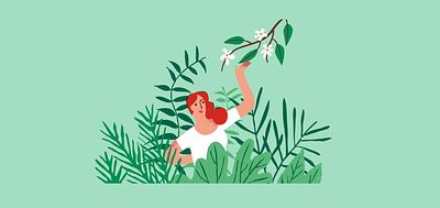 Illustration of a woman surrounded by flowers and leaves_Caroline Duell_Invest for Good_Alexandra Court_Large Crop