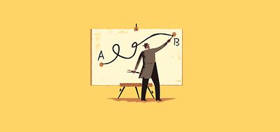 Illustration of an artist sketching a creative route between points A and B_Laura Callanan_The Art of Impactful Investing_Invest for Good_Alexandra Court_Large Crop