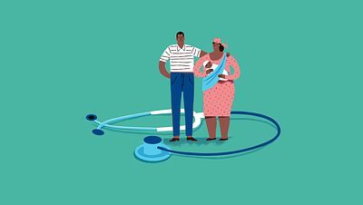 Illustration of a family surrounded by a stethescope_Melissa Menke Access Afya_Invest for Good_Alexandra Court_Small Crop