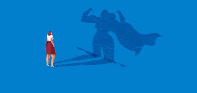 Illustration of a woman imaging herself as a superwoman_Shailee Basnet_Impact Investing_Large Crop
